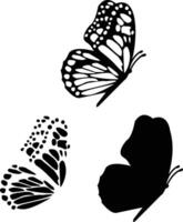 Add a touch of elegance to your space with this modern black butterfly silhouette wall decor. Perfect for adding a chic element to your home decor vector