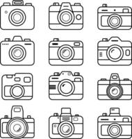 Enhance your digital art projects with this vintage camera illustrations bundle featuring single use disposable camera icons. vector