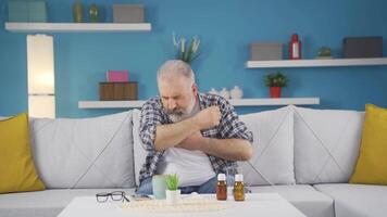 The sick man can't stop coughing. video