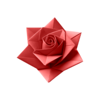 Simple Handmade Red Paper Origami Rose Isolated on White Background Ideal for Craft DIY Projects and Art Designs, Greeting Card and Decorations png