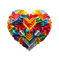 hecho a mano multicolor papel origami corazón aislado, concepto para autismo conciencia y diversidad png