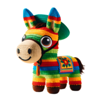 Colorful Pinata Donkey with Large Eyes and Bright Colors for Mexican Celebration or Party Decoration png