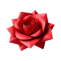 Simple Handmade Red Paper Origami Rose Isolated on White Background Ideal for Craft DIY Projects and Art Designs, Greeting Card and Decorations png