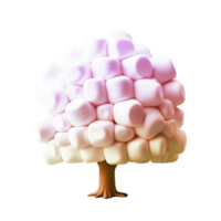 Marshmallow Tree, Dreamy Pastel Colors, Soft Shapes and Delicate Textures, Ideal for Children's Stories and Cartoon-Inspired Artwork png