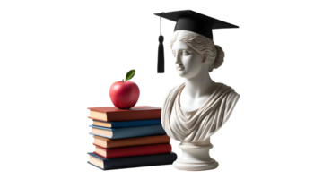 Classical Education Collection Statues, Globes, Apple, and Books in Graduation Themes Isolated on Transparent Background png