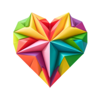 hecho a mano multicolor papel origami corazón aislado, concepto para autismo conciencia y diversidad png