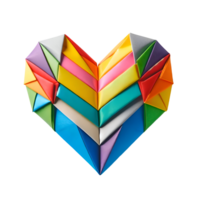 hecho a mano multicolor papel origami corazón aislado, concepto para autismo conciencia y diversidad png