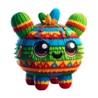 mignonne amigurumi crochet cactus charro avec sombrero, vibrant vert et rouge rayures, mignonne souriant affronter, duveteux fil, de fête mexicain thème, fête décor, salutation carte, mur art png