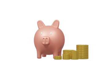 piggy bank coin 3d rendering png