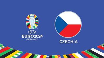 euro 2024 Alemania Chequia bandera emblema equipos diseño con oficial símbolo logo resumen países europeo fútbol americano ilustración vector