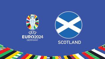 euro 2024 Alemania Escocia bandera emblema equipos diseño con oficial símbolo logo resumen países europeo fútbol americano ilustración vector