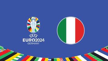 Euro 2024 Germany Italy Flag Teams Design With Official Symbol Logo Abstract Countries European Football Illustration vector