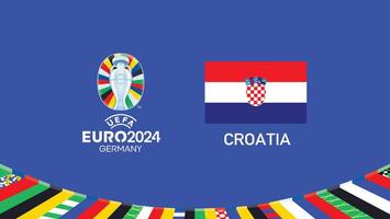 Euro 2024 Croatia Emblem Flag Teams Design With Official Symbol Logo Abstract Countries European Football Illustration vector