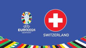 euro 2024 Alemania Suiza bandera emblema equipos diseño con oficial símbolo logo resumen países europeo fútbol americano ilustración vector