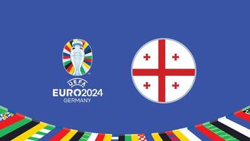 Euro 2024 Germany Georgia Flag Teams Design With Official Symbol Logo Abstract Countries European Football Illustration vector