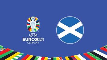 Euro 2024 Germany Scotland Flag Teams Design With Official Symbol Logo Abstract Countries European Football Illustration vector