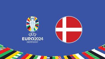 Euro 2024 Germany Denmark Flag Teams Design With Official Symbol Logo Abstract Countries European Football Illustration vector