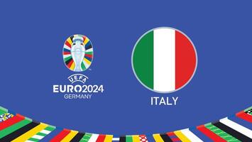 Euro 2024 Germany Italy Flag Emblem Teams Design With Official Symbol Logo Abstract Countries European Football Illustration vector