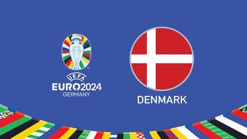 euro 2024 Alemania Dinamarca bandera emblema equipos diseño con oficial símbolo logo resumen países europeo fútbol americano ilustración vector