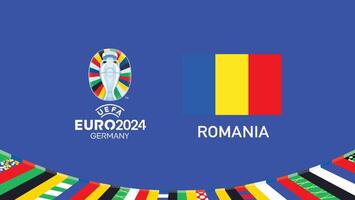euro 2024 Rumania bandera emblema equipos diseño con oficial símbolo logo resumen países europeo fútbol americano ilustración vector