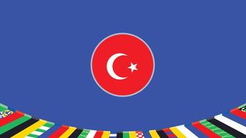 Turkiye Emblem Flag European Nations 2024 Teams Countries European Germany Football Symbol Logo Design Illustration vector