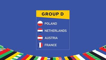 European Nations 2024 Group D Teams Emblem Design Abstract Countries European Football Symbol Logo Illustration vector