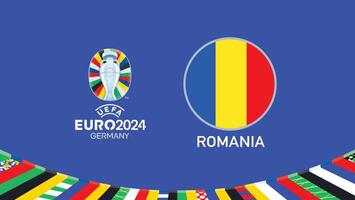 euro 2024 Alemania Rumania bandera emblema equipos diseño con oficial símbolo logo resumen países europeo fútbol americano ilustración vector