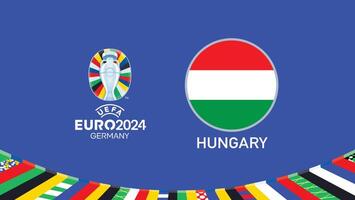 euro 2024 Alemania Hungría bandera emblema equipos diseño con oficial símbolo logo resumen países europeo fútbol americano ilustración vector