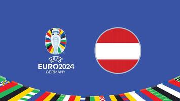 euro 2024 Alemania Austria bandera equipos diseño con oficial símbolo logo resumen países europeo fútbol americano ilustración vector