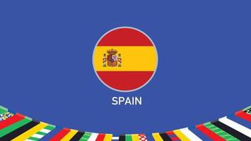 España emblema bandera equipos europeo naciones 2024 resumen países europeo Alemania fútbol americano símbolo logo diseño ilustración vector