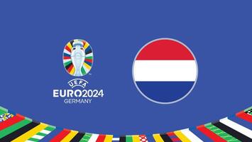 Euro 2024 Germany Netherlands Flag Teams Design With Official Symbol Logo Abstract Countries European Football Illustration vector