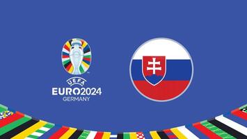 Euro 2024 Germany Slovakia Flag Teams Design With Official Symbol Logo Abstract Countries European Football Illustration vector
