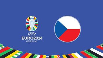 Euro 2024 Germany Czechia Flag Teams Design With Official Symbol Logo Abstract Countries European Football Illustration vector