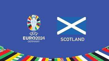 Euro 2024 Scotland Emblem Flag Teams Design With Official Symbol Logo Abstract Countries European Football Illustration vector