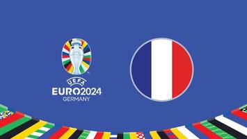 Euro 2024 Germany France Flag Teams Design With Official Symbol Logo Abstract Countries European Football Illustration vector