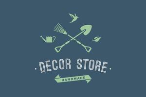 Emblem of hand made Decor Store vector