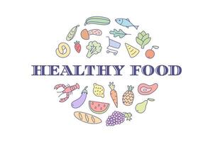 Logo of project for market with inscription Healthy Food vector