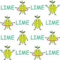 Lime seamless pattern. Fruit background. vector