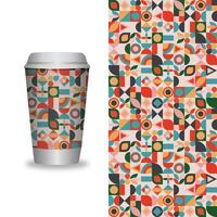 take away coffee packaging templates and design elements for coffee shops - cardboard cup with seamless patterns. vector