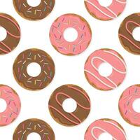 Sweet summer seamless pattern with donuts illustrations. vector