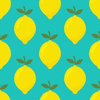 tropical sin costura modelo con amarillo limones Fruta repetido antecedentes. brillante impresión para tela o fondo de pantalla. vector