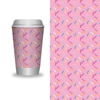take away coffee packaging templates and design elements for coffee shops - cardboard cup with seamless patterns. vector