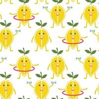 Tropical seamless pattern with yellow lemons. Fruit repeated background. bright print for fabric or wallpaper. vector