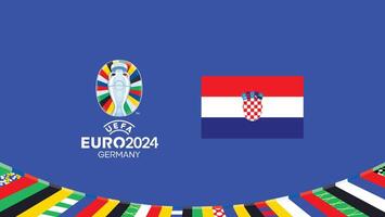 euro 2024 Croacia bandera emblema equipos diseño con oficial símbolo logo resumen países europeo fútbol americano ilustración vector