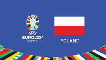 euro 2024 Polonia bandera emblema equipos diseño con oficial símbolo logo resumen países europeo fútbol americano ilustración vector