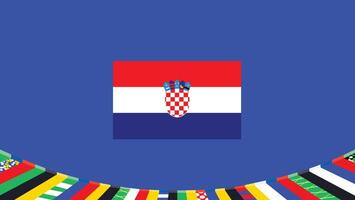 Croatia Flag Symbol European Nations 2024 Teams Countries European Germany Football Logo Design Illustration vector