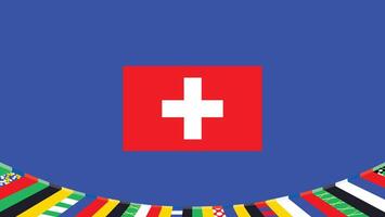 Switzerland Flag Symbol European Nations 2024 Teams Countries European Germany Football Logo Design Illustration vector