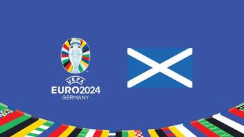euro 2024 Escocia bandera emblema equipos diseño con oficial símbolo logo resumen países europeo fútbol americano ilustración vector