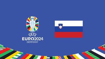 Euro 2024 Slovenia Emblem Flag Teams Design With Official Symbol Logo Abstract Countries European Football Illustration vector