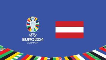 euro 2024 Austria bandera emblema equipos diseño con oficial símbolo logo resumen países europeo fútbol americano ilustración vector